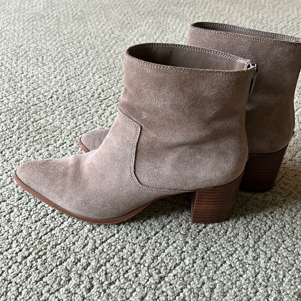 Suede pointed toe booties